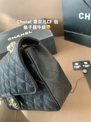 Chanel CF Classic Flap Black Caviar Leather Shoulder Bag view 7
