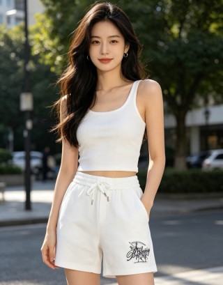 Burberry White Logo Shorts view 4