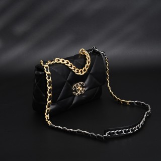 Chanel Black Diamond Quilted Shoulder Bag with Gold Chain view 2
