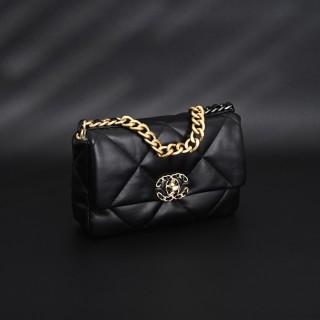 Chanel Black Diamond Quilted Shoulder Bag with Gold Chain view 3