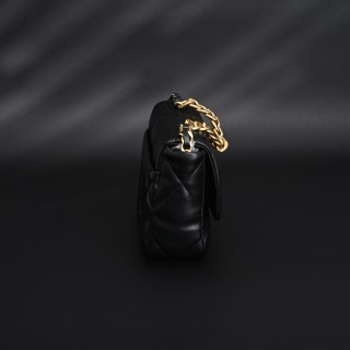 Chanel Black Diamond Quilted Shoulder Bag with Gold Chain view 5