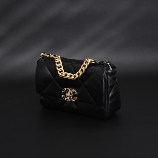 Chanel Black Diamond Quilted Shoulder Bag with Gold Chain view 6