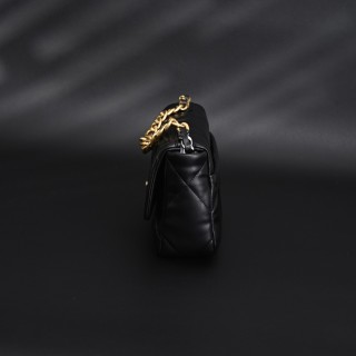 Chanel Black Diamond Quilted Shoulder Bag with Gold Chain view 7