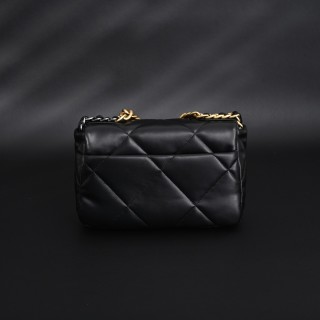 Chanel Black Diamond Quilted Shoulder Bag with Gold Chain view 8