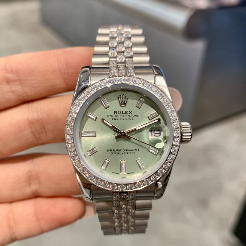Rolex Datejust 31mm Diamond Bezel Mint Green Dial Steel Watch