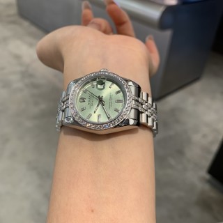 Rolex Datejust 31mm Diamond Bezel Mint Green Dial Steel Watch view 13