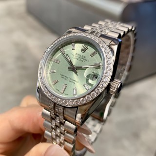 Rolex Datejust 31mm Diamond Bezel Mint Green Dial Steel Watch view 2