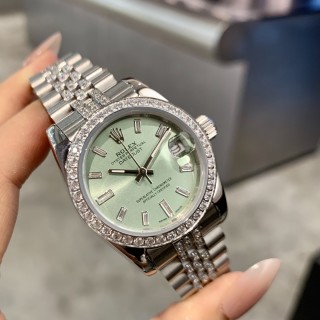 Rolex Datejust 31mm Diamond Bezel Mint Green Dial Steel Watch view 3