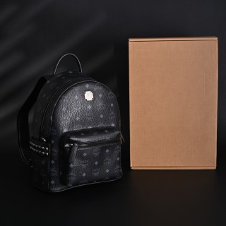MCM Stark Visetos Black Backpack with Studded Detail