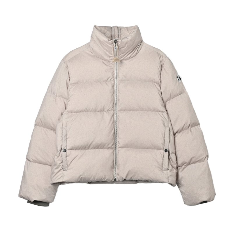 Cream Puffer Down Jacket with Faux Fur Hood view