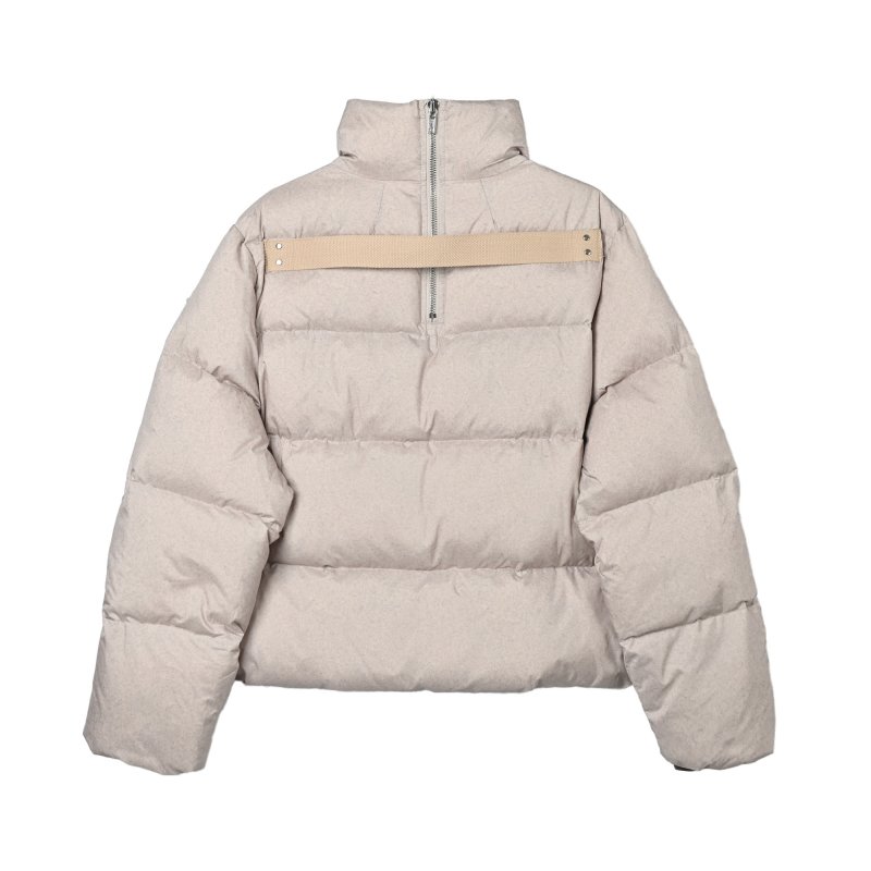 Cream Puffer Down Jacket with Faux Fur Hood view