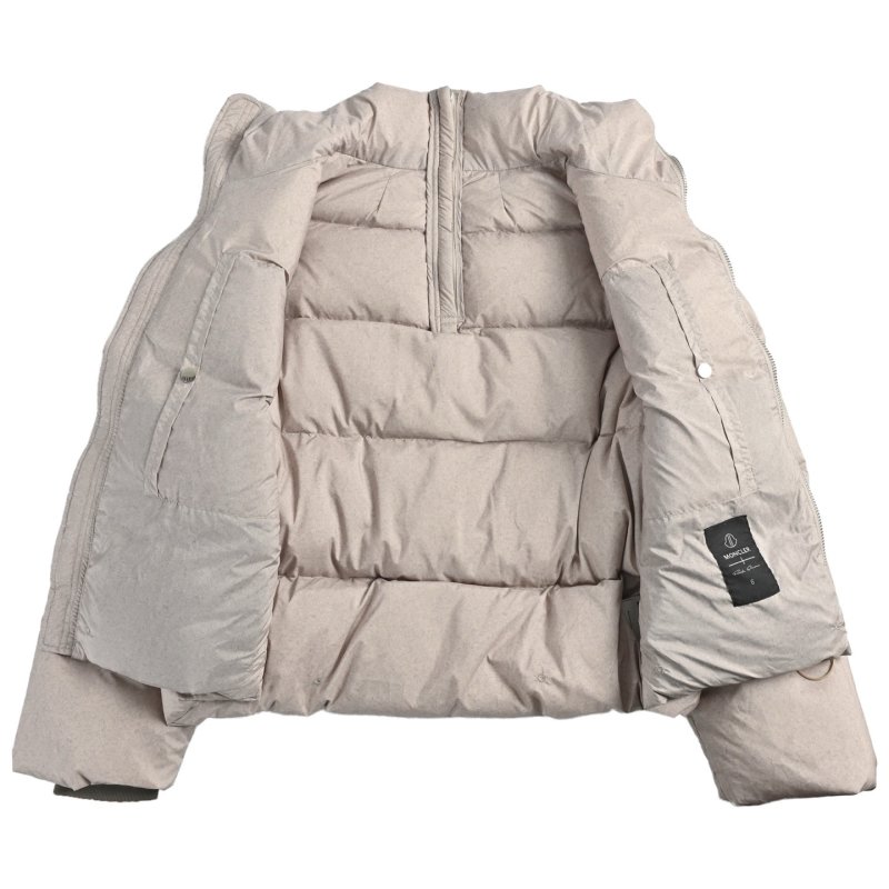 Cream Puffer Down Jacket with Faux Fur Hood view