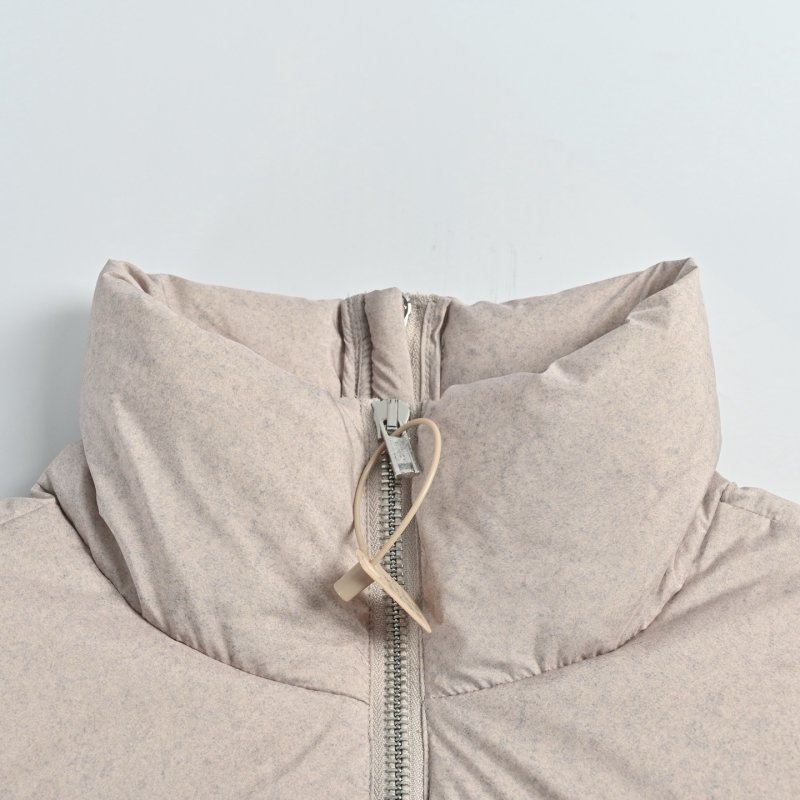 Cream Puffer Down Jacket with Faux Fur Hood view