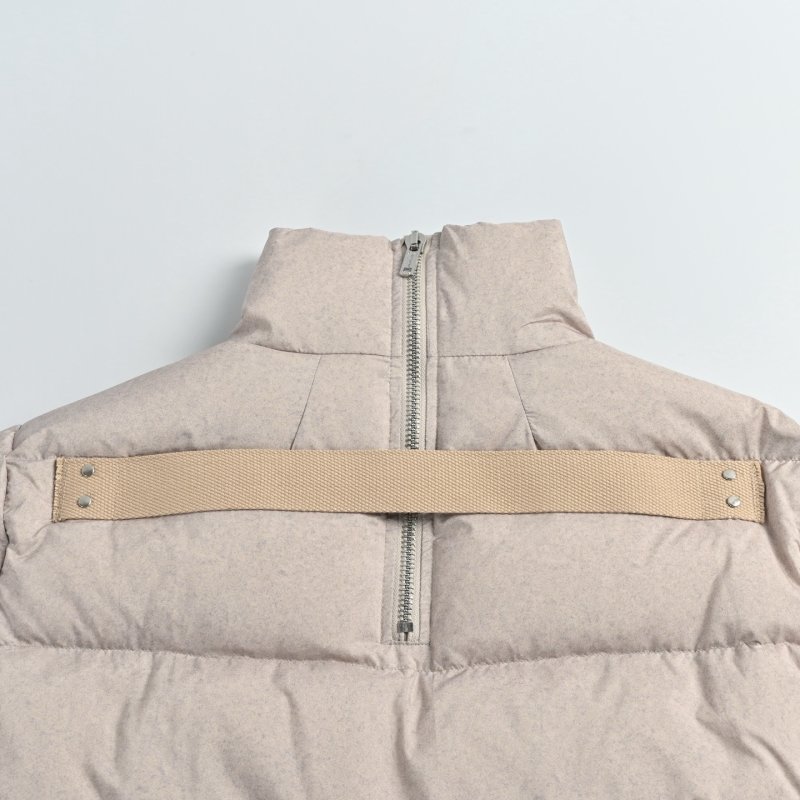Cream Puffer Down Jacket with Faux Fur Hood view