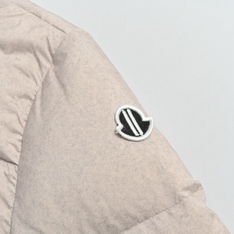 Cream Puffer Down Jacket with Faux Fur Hood view