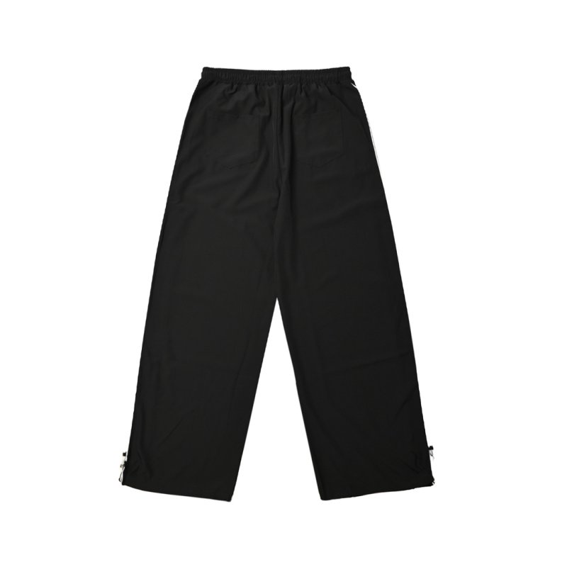 Alo Black Wide-Leg Track Pants with White Stripe view