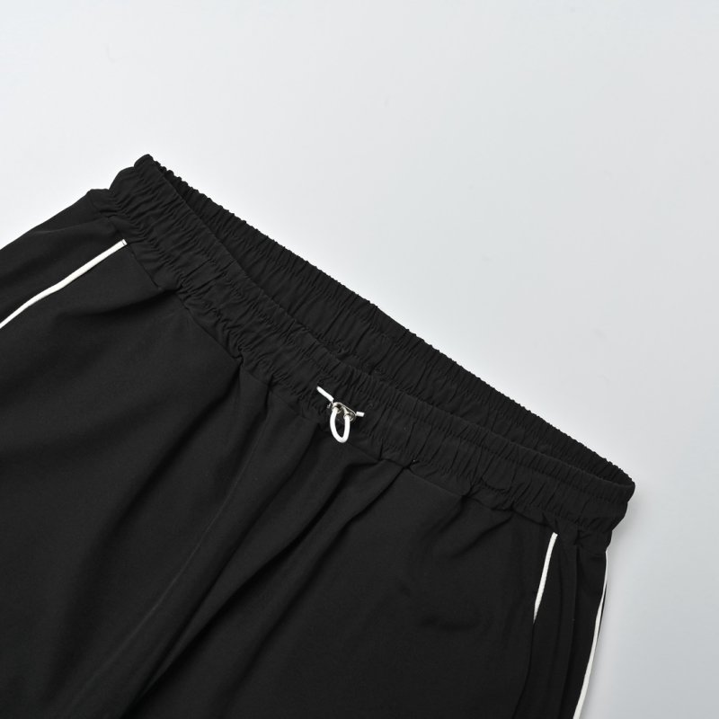 Alo Black Wide-Leg Track Pants with White Stripe view
