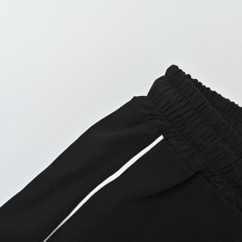 Alo Black Wide-Leg Track Pants with White Stripe view