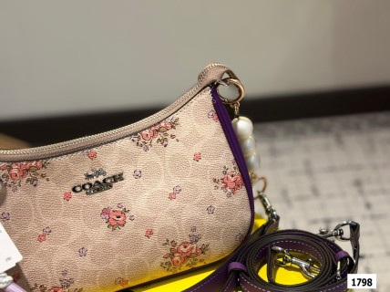 Coach Teri Floral Axillary Bag - Cream & Purple view 2