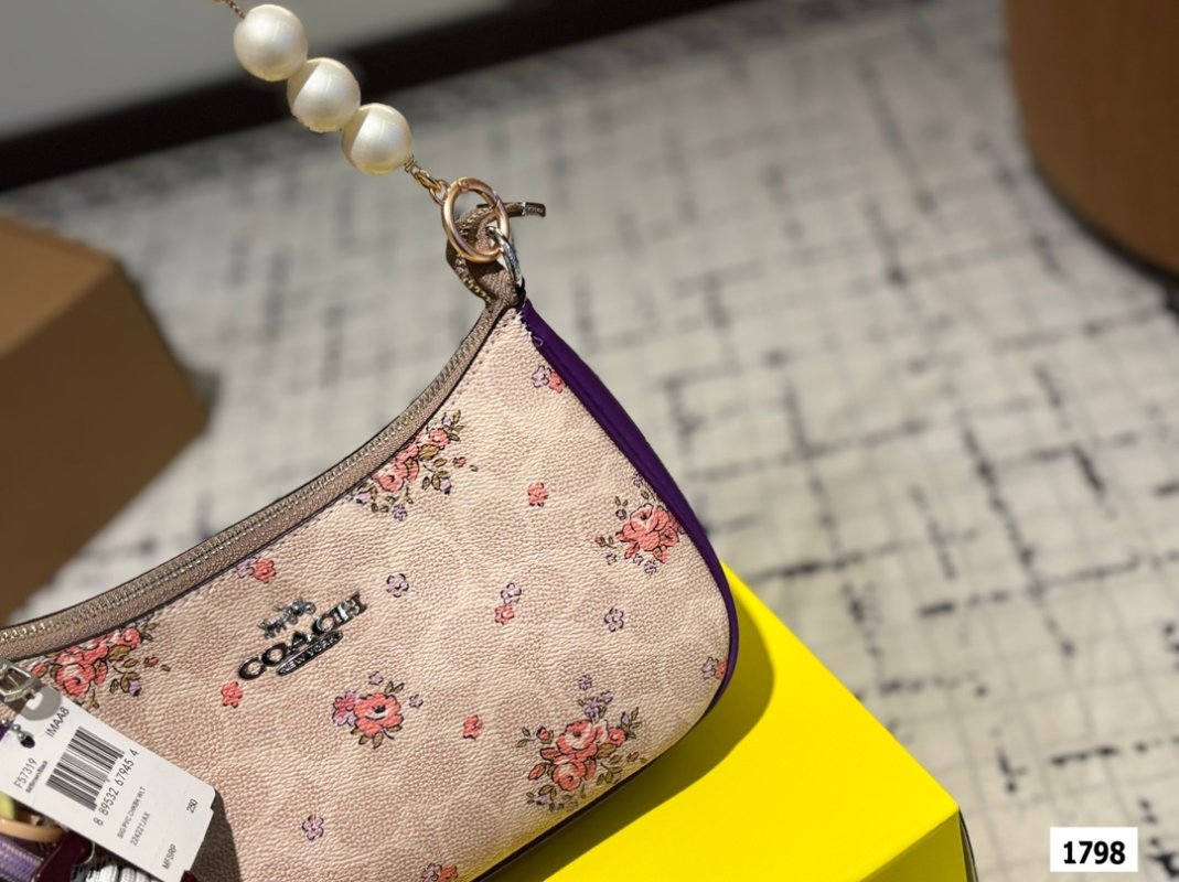 Coach Teri Floral Axillary Bag - Cream & Purple view