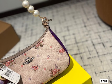 Coach Teri Floral Axillary Bag - Cream & Purple view 4
