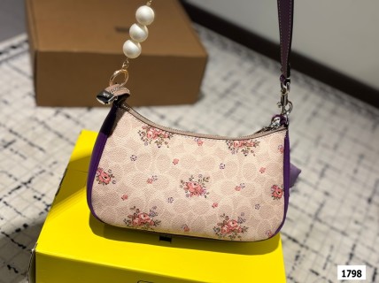 Coach Teri Floral Axillary Bag - Cream & Purple view 5