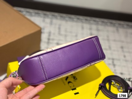 Coach Teri Floral Axillary Bag - Cream & Purple view 6