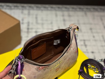 Coach Teri Floral Axillary Bag - Cream & Purple view 9