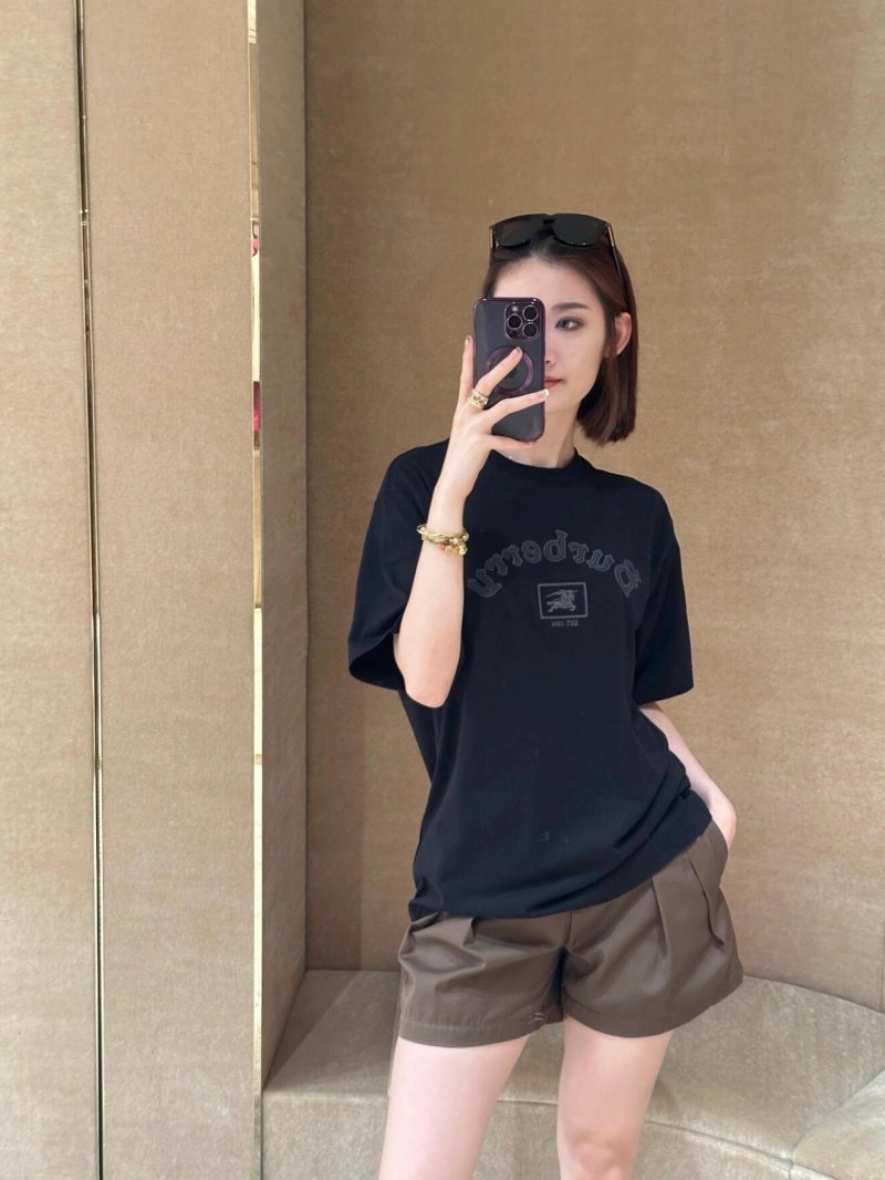 Burberry Black Embroidered Logo T-Shirt view
