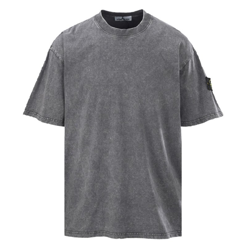 Stone Island Compass Logo Grey Washed T-Shirt view