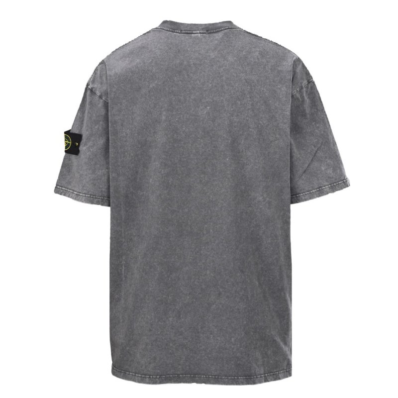 Stone Island Compass Logo Grey Washed T-Shirt view
