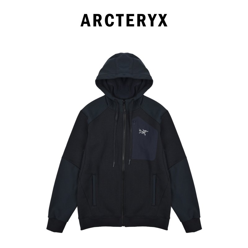 Arc'teryx Black Navy Colour-Block Zip Hoodie Jacket view