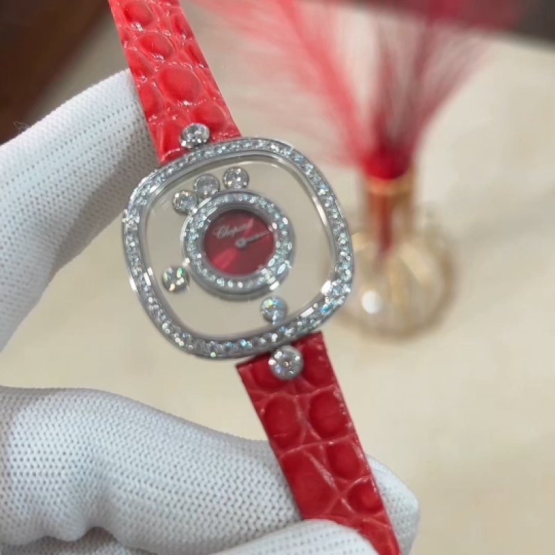 Chopard Happy Diamonds 28mm Red Leather Replica Watch