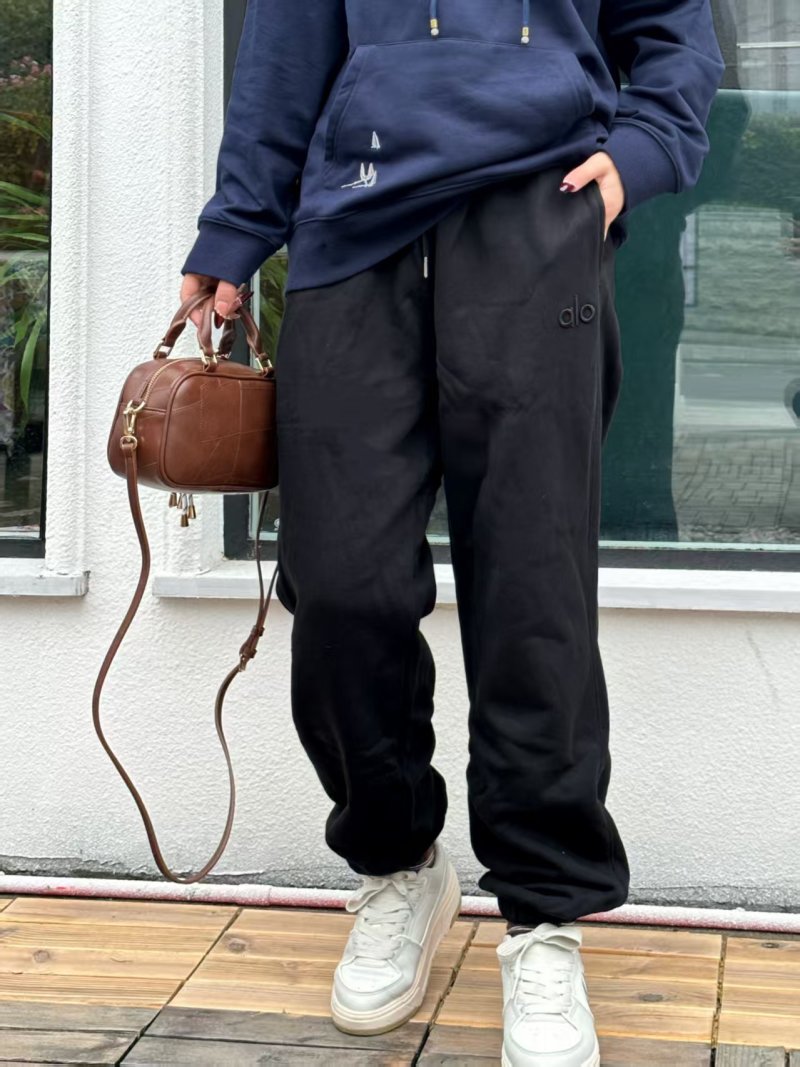 Alo Black Wide-Leg Sweatpants