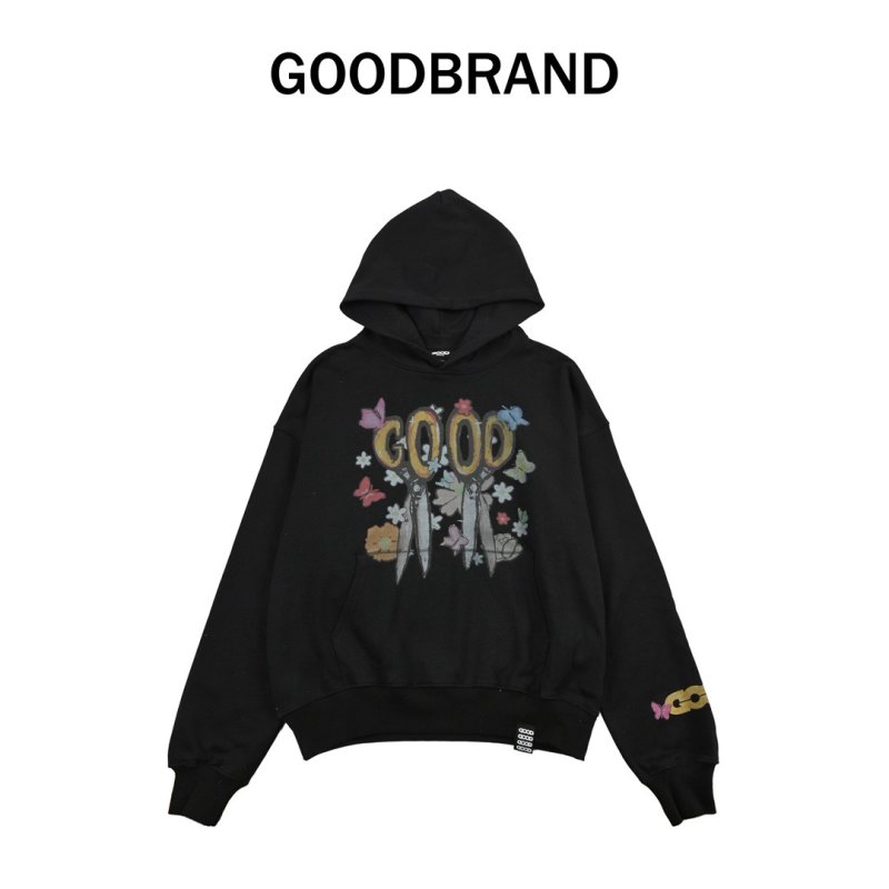 Black Graphic Print Hoodie with Colorful Logo view