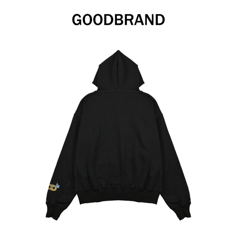 Black Graphic Print Hoodie with Colorful Logo view