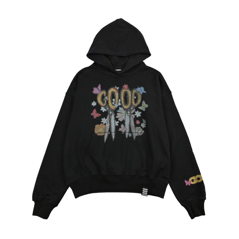 Black Graphic Print Hoodie with Colorful Logo view