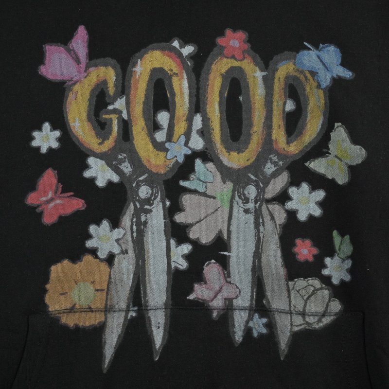 Black Graphic Print Hoodie with Colorful Logo view