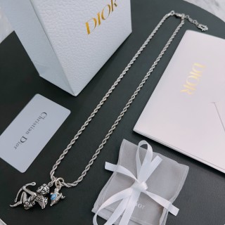 Dior Silver Rope Chain Charm Necklace view 3