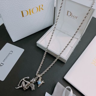 Dior Silver Rope Chain Charm Necklace view 5