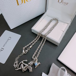 Dior Silver Rope Chain Charm Necklace view 6