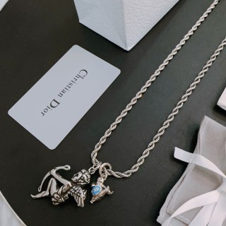 Dior Silver Rope Chain Charm Necklace view 8