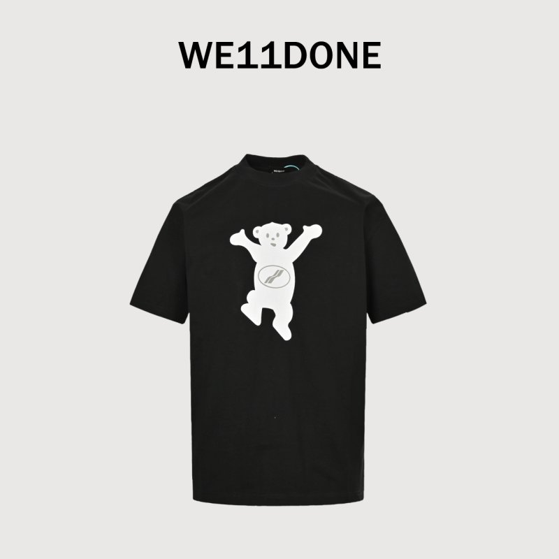 We11 Done Black Bear Flocked Print T-Shirt view