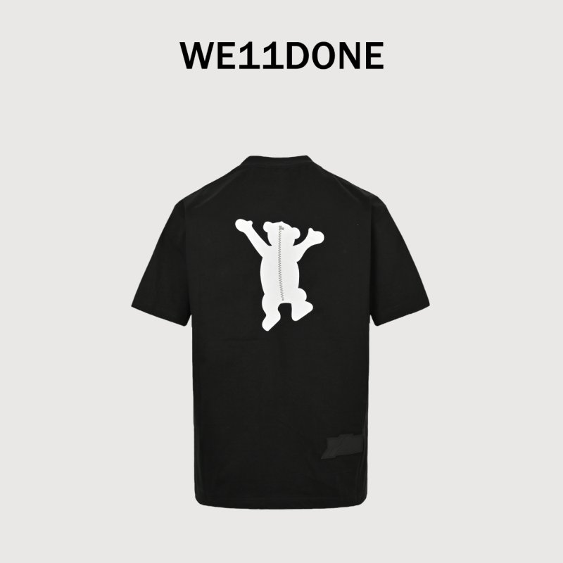 We11 Done Black Bear Flocked Print T-Shirt view