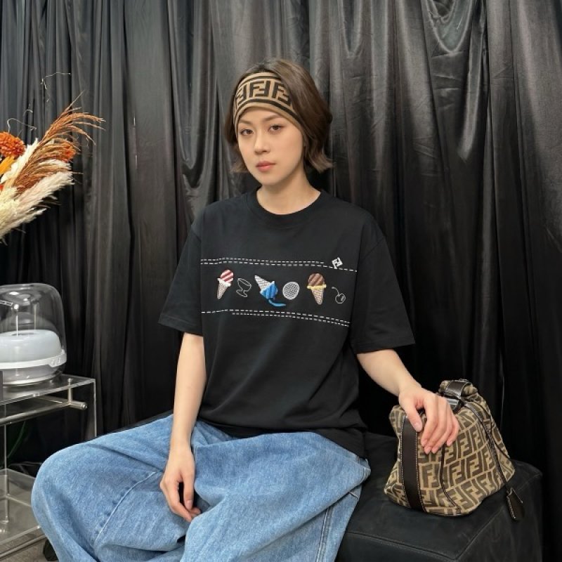 Black Graphic Print Short Sleeve T-Shirt with Embroidered Motifs