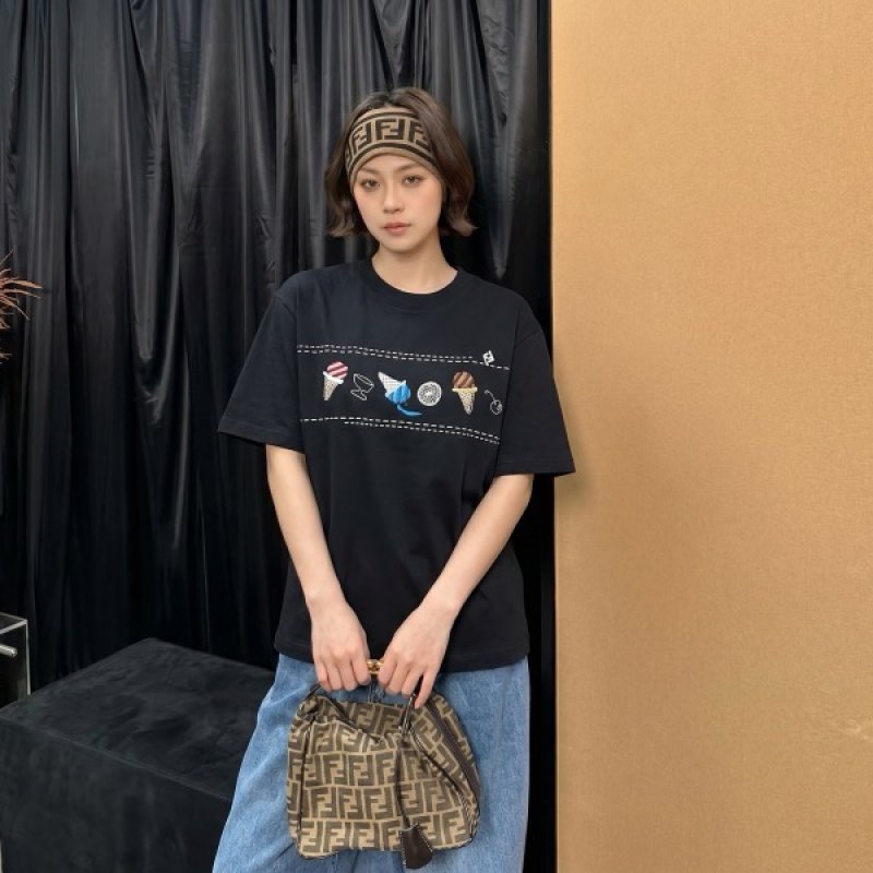 Black Graphic Print Short Sleeve T-Shirt with Embroidered Motifs view