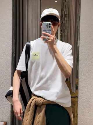 White Short Sleeve T-Shirt with Sticky Note Graphic Print view 4