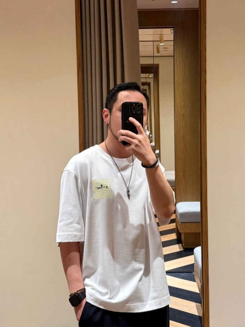 White Short Sleeve T-Shirt with Sticky Note Graphic Print view