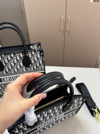 Dior Book Tote Monogram Black Canvas Bag view 8