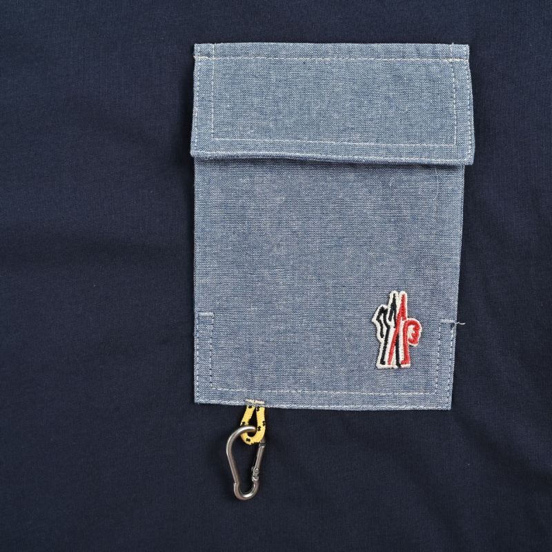 Navy Blue Pocket T-Shirt with Denim Panel view